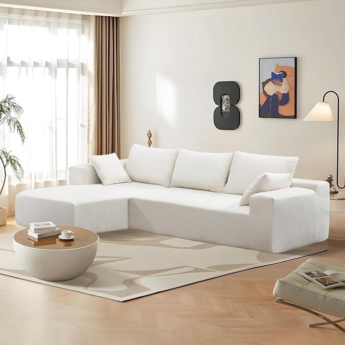 109 X 68'' Sectional Sofa, Chenille Fabric L Shaped Couch, 3 Seat Corner Sofa, Modern Upholstered Couch with 2 Pillow Left Hand Lounge for Living Room, Office