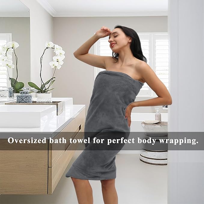 MINCHI 4 Piece Oversize Bath Towels Set, Ultra Soft Absorbent Bathroom Towel for Home and Hotel Shower Towel Oversized Bath Sheet, 35x70 Large Bath Towels 600 GSM, Dark Gray