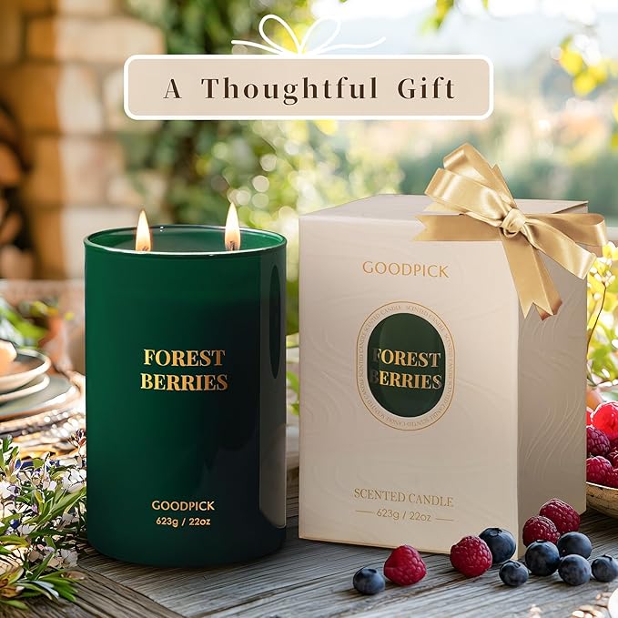 Goodpick Forest Berries Candles, Scented Candles for Home, 22oz Soy Wax, Long Lasting 120hrs, Juicy Fruity Uplifting Living Room Gift