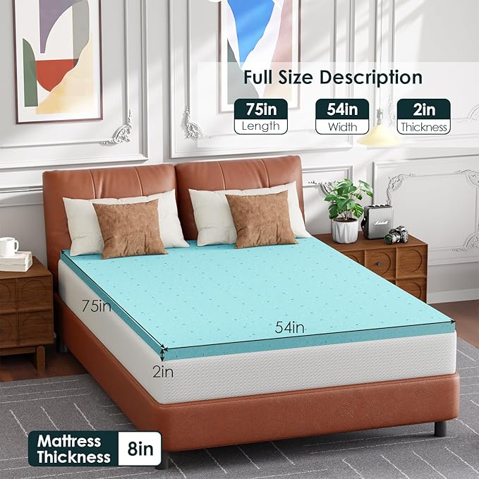 FDW 8 inch Full Mattress Gel Memory Foam Mattress for Cool Sleep,Medium Firm with 2 Inch Gel Memory Foam Topper Set/,Pressure Relief,CertiPUR-US Certified (Full)