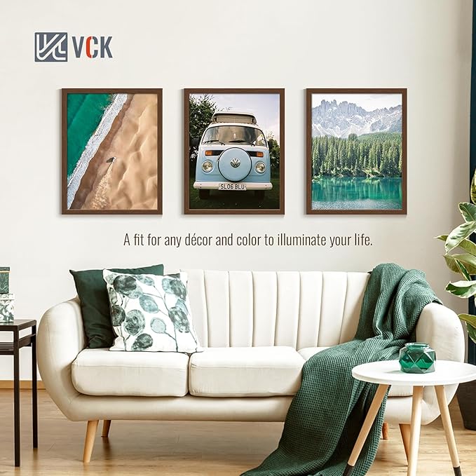 VCK 22x28 Poster Frame Set of 4 - Brown, Gallery-Quality Wood Picture Frames, 1.1-Inch Wide Border, Polished Plexiglass, Vertical or Horizontal Wall Display for Photo/Art/Prints, Brown