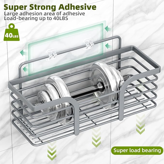 Yougai 3 Pack Shower Caddy Organizer Shelf Rack, Rustproof Corner Bathroom Storage Organization, Wall Mount Adhesive Shower Organizer With Soap Dish For Bathroom Storage&Home Decor&Kitchen-Dark Grey