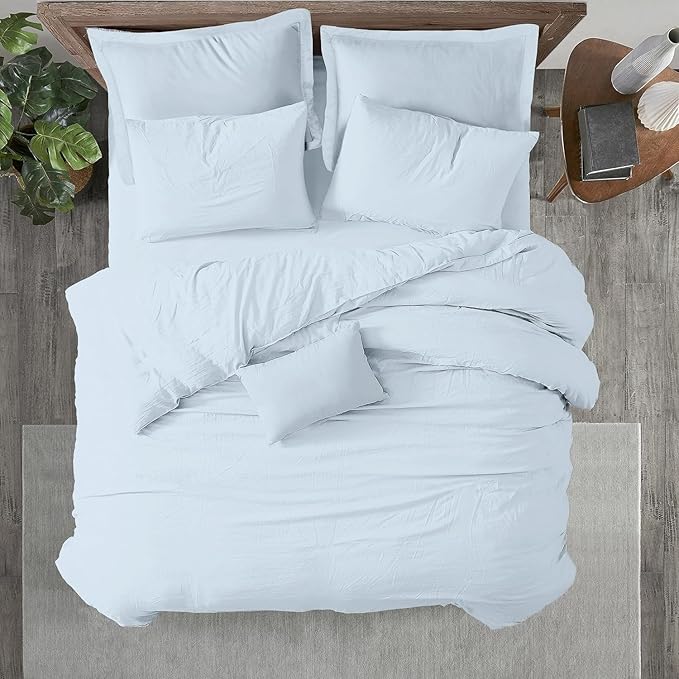 Kotton Culture 3 Pc King Size Duvet Cover Set- 100% Egyptian Cotton Sateen 600 Thread Count Ultra Soft Premium Durable Comforter Cover Zipper Closure & Corner Ties (Blue Sky, King 102"x94")