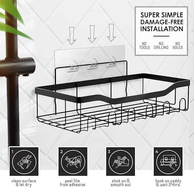 Bathroom Accessories Set with Shower Caddy and Bath Rugs, 27PC Bathroom Accessory Set with Shower Caddies Navy Bath Rugs, Shower Curtain Set, Toilet Brush, Trash Can, Soap Dispenser, Toothbrush holder