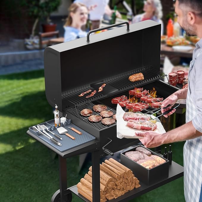 Silicone Griddle Tools Mat for Blackstone, Griddle Accessories Side Shelf Mat Grill Pad for Outdoor Grill Kitchen Counter Spatula Silicone Mat with Drip Pad (Grey)