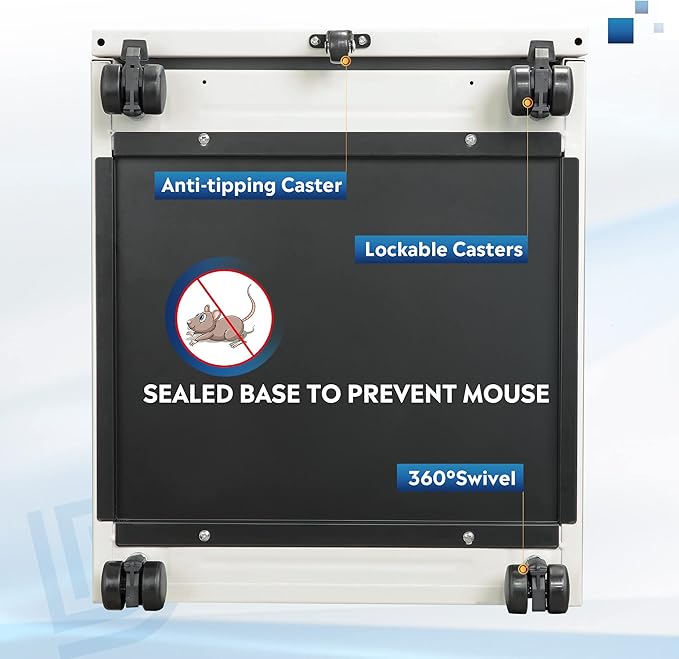 DEVAISE 3 Drawer Mobile File Cabinet with Lock, Under Desk Metal Filing Cabinet for Home Office/Legal/Letter/A4 File, Fully Assembled Except Wheels, White