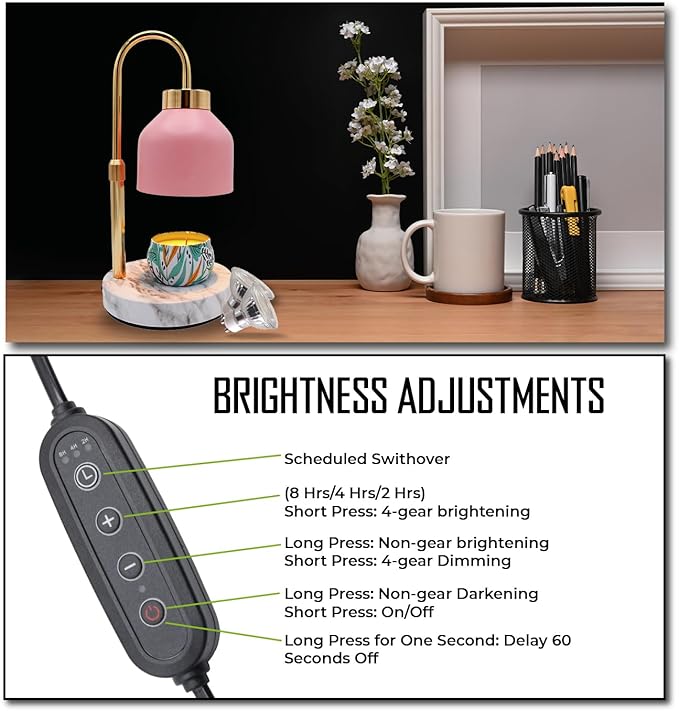 Adjustable Electric Candle Warmer Lamp with Timer - Safe & Dimmable Fragrance Diffuser for Wax Melting and Jar Candles - Modern Home Decor and Gift Ideas