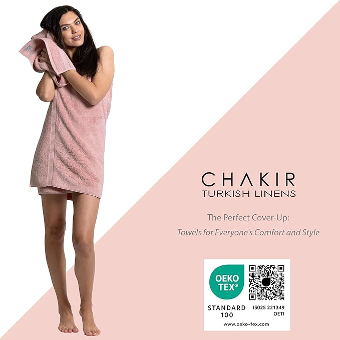 Chakir Turkish Linens | Hotel & Spa Quality 100% Cotton Premium Turkish Towels | Soft & Absorbent (4-Piece Bath Towels, Pink)
