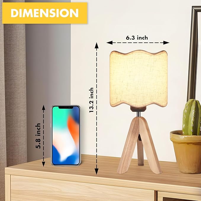 Hamilyeah Bedside Lamps Set of 2, Beige Table Lamps with Scalloped Shade, Fabric Linen Lamps for Night Stands with On/Off Switch, Industrial Desk Lamps for Bedroom, Living Room