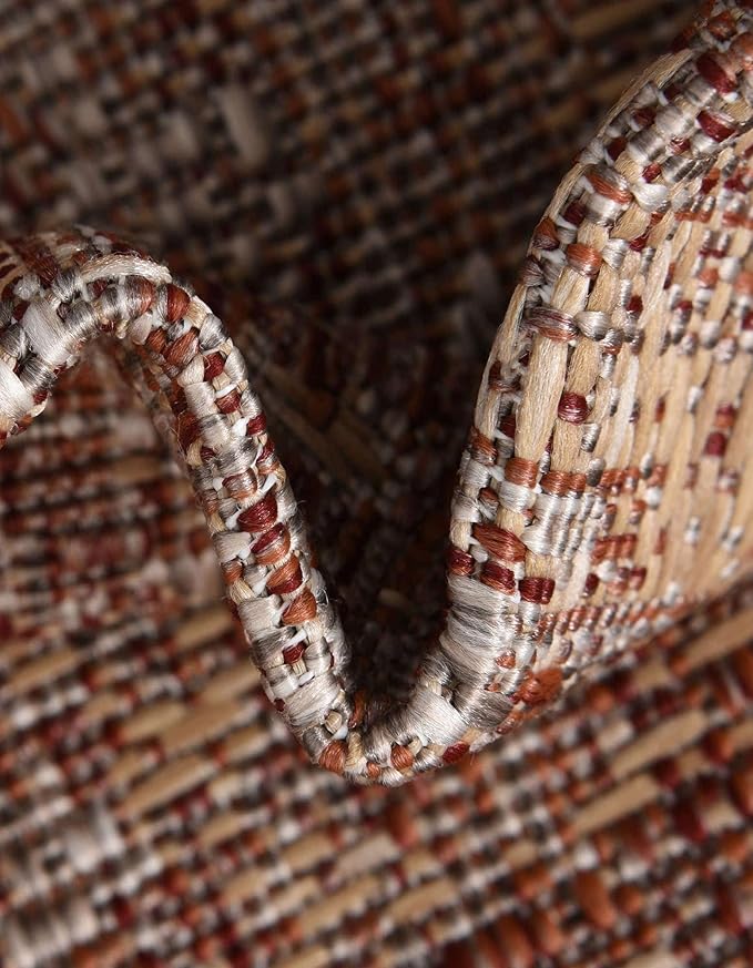 Unique Loom Outdoor Traditional Collection Area Rug - Valeria (13' Square Rust Red/Ivory)