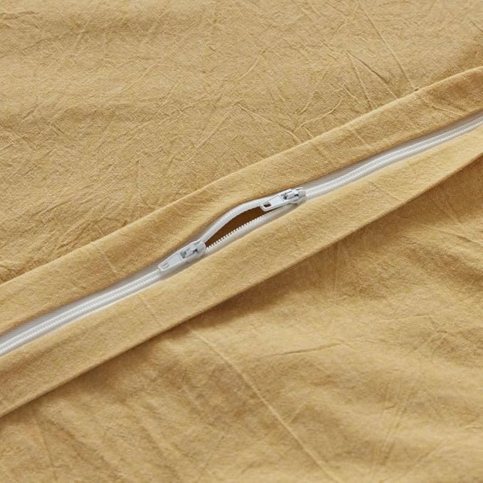 FACE TWO FACE Bedding Duvet Cover Set100% Washed Cotton Duvet Cover Linen Like Textured Breathable Durable Soft Comfy (Full, Ginger)