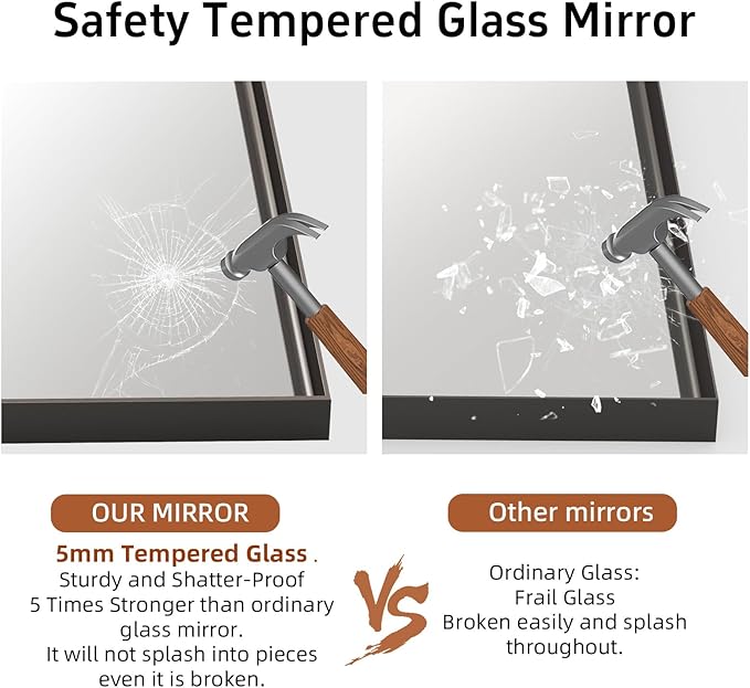 60x36 Inch Black Bathroom Mirrors for Over Sink, Large Rectangular Framed Mirror, Matte Modern Vanity Mirrors, Wall Mirrors for Bathroom, Tempered Glass, (Horizontal/Vertical)