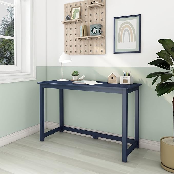 Max & Lily Solid Wood Desk, 47 Inches, Blue
