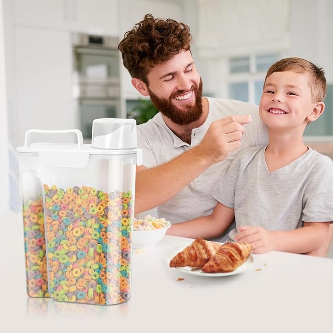 TBMax Airtight Rice Container 10 Lbs Cereal Dispenser, Small Pet Cat Dog Food Storage Container, Plastic Kitchen Pantry Food Storage Holder with Cup -White