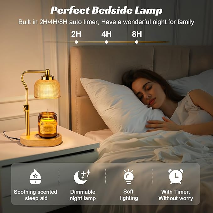 TantaScent Electric Candle Warmer Lamp in Vintage Birdcage Design with Timer – Scented Jar Candle Melter for Home Decor, Housewarming, Birthday, and Christmas (Includes 2 Bulbs) (Golden Round)