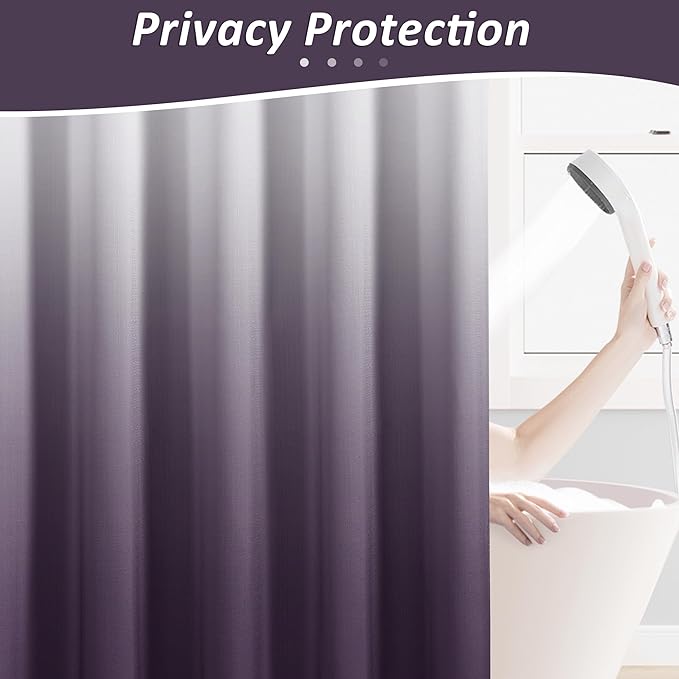 Naturoom Plum Shower Curtains for Bathroom,Ombre Cloth Fabric Shower Curtain Set with 12 Hooks Denim Blue Bathroom Decor 72 x 72