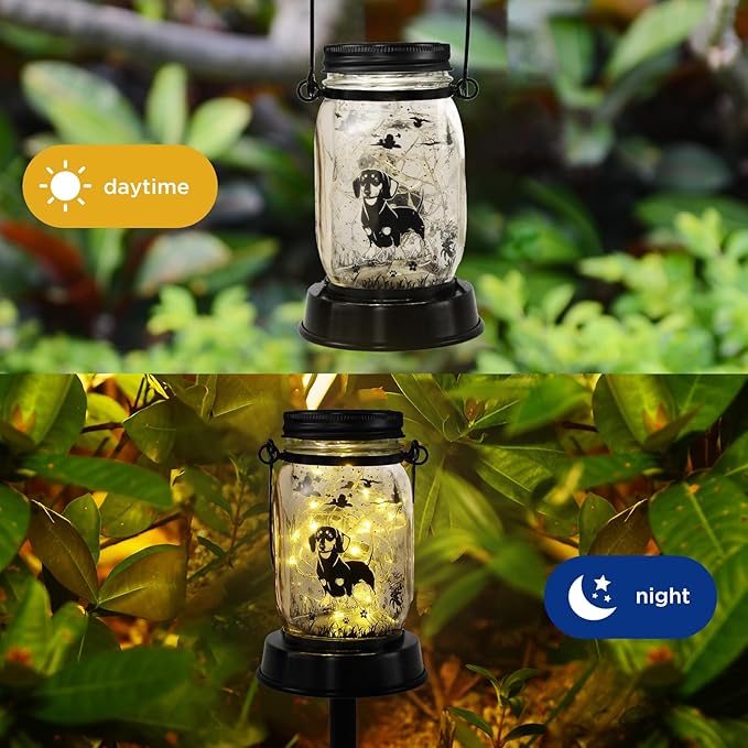 styleonme Decor Mobile Outdoor, Solar Waterproof Dachshund Lights, Gifts for Mom Women Grandma, Dog Lovers Gifts, Hanging Dachshund Lanterns with Stake for Yard Corridor Garden Decor