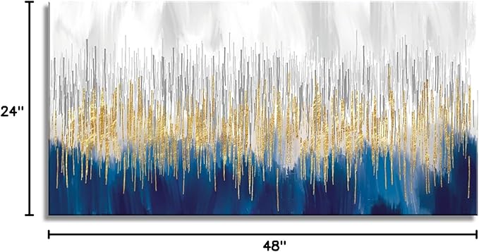 XXMWallArt FC3162 Abstract Wall Art Gold and Blue Canvas painting Artwork Painting Print for Living Room Bedroom Kitchen Home and Office Wall Decor