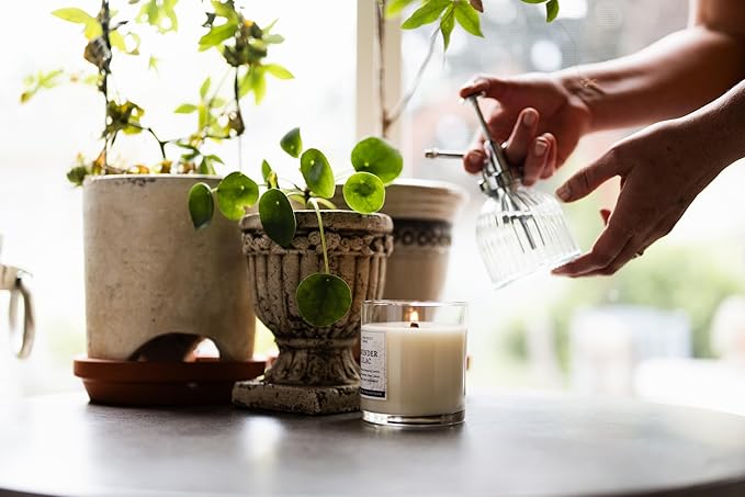 PERIPETI Home Lavender + Lilac Scented Candle - Classic Wick, 8.5oz Natural Soy Wax for Soothing Aromatherapy - Long-Lasting Relaxing Fragrance for Home or Spa