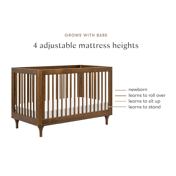 babyletto Lolly 3-in-1 Convertible Baby Crib - GREENGUARD Gold Certified Convertible Crib to Toddler Bed & Daybed - Wooden Baby Bed with 4 Adjustable Mattress Heights - Easy Assembly - Natural Walnut