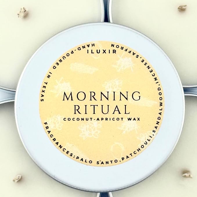 Morning Ritual Scented Candle – Earthy Moss, Palo Santo & Sandalwood – Ideal for Yoga, Meditation & Relaxation – Long Burning, Vegan, Phthalate-Free, Hand-Poured in The USA (4 Pack, 2 oz Each)