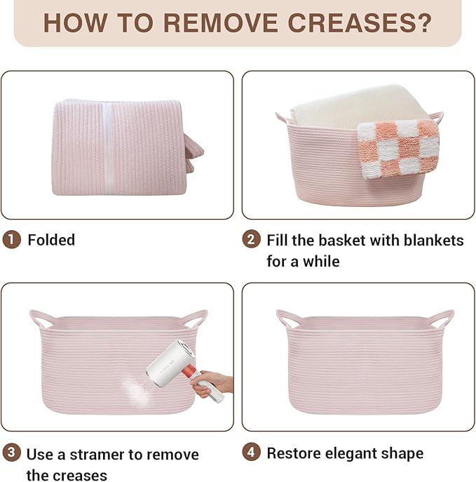 Large Laundry Hamper Blanket Basket,21.6''×14.9''×19.6'' Cotton Rope Woven Laundry Basket for Organizing, Rectangle Toy Basket for Living Room, Bedroom