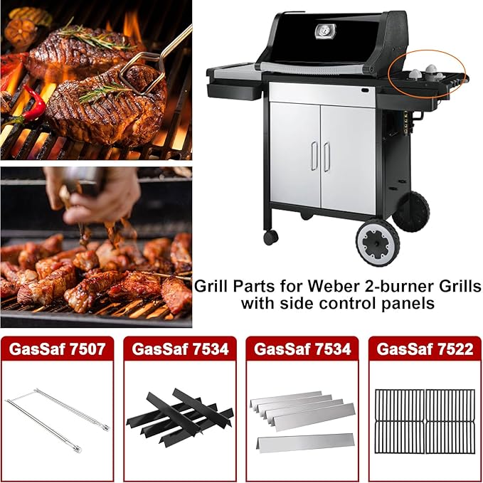 GasSaf 21.5" Flavorizer Bars Replace for Weber 7534, Genesis Silver A, Spirit 200 Series E/S200 E/S-210, Spirit 500 with Side Control Knob, 5-Pack Stainless Steel Flavor Bars(21.5" x 1.7" x 1.7")