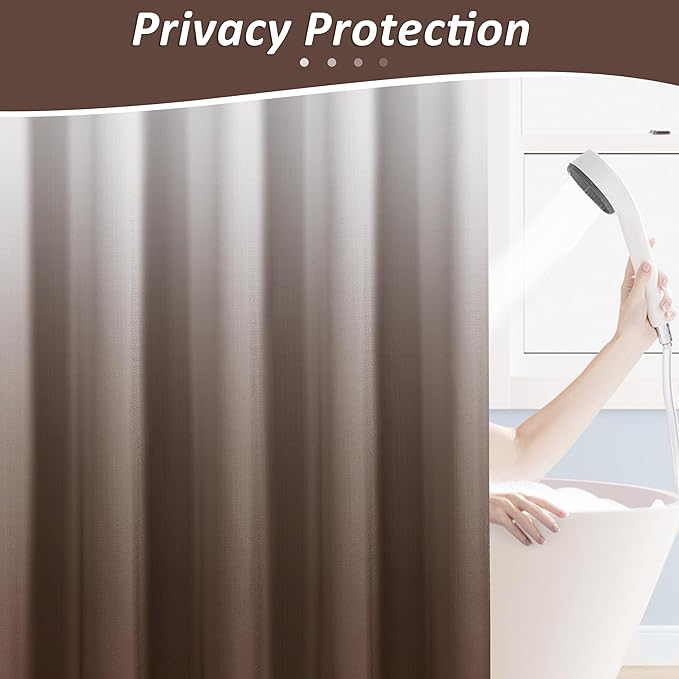 Caramel Brown Shower Curtains for Bathroom, Ombre Cloth Fabric Shower Curtain Set with 12 Hooks Caramel Brown Decor 72 x 72