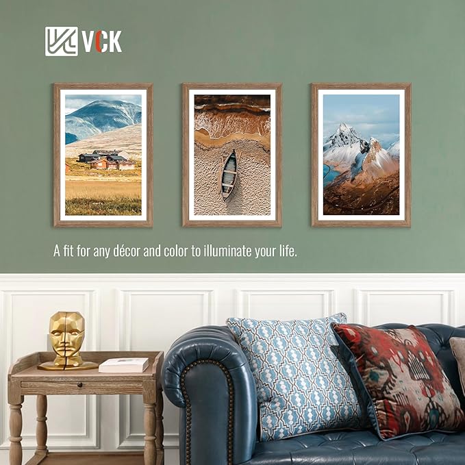 VCK 16x24 Poster Frame Set of 4 - Walnut, Gallery-Quality Wood Picture Frames, 1.1-Inch Wide Border, Polished Plexiglass, Vertical or Horizontal Wall Display for Photo/Art/Prints, Walnut