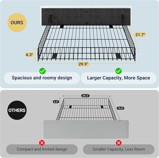 Allewie King Size Platform Bed Frame with 4 Storage Drawers and Headboard/Upholstered Diamond Stitched Button Tufted/Wooden Slats Support/Mattress Foundation/No Box Spring Needed/White