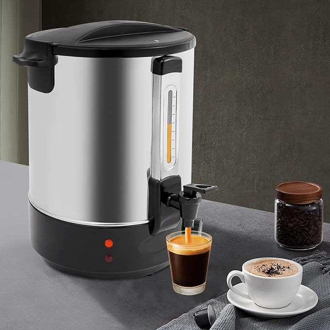 Electric Hot Water Dispenser 240 Cups Commercial Coffee Percolator & Beverage Dispenser w/Temperature Control, Stainless Steel Coffee Urn for Coffee & Tea