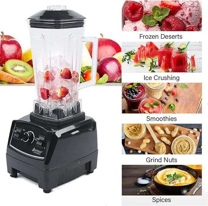 DNYSYSJ 2200W Household Kitchen Countertop Blender Mixer Juicer Machine 6 Blades Smoothie Blender Food Mixer with 2L Capacity Jar