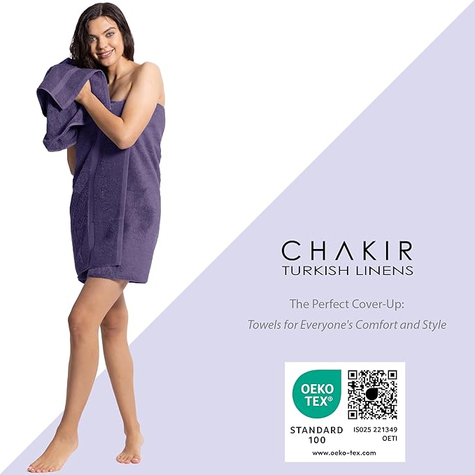 Chakir Turkish Linens | Hotel & Spa Quality 100% Cotton Premium Turkish Towels | Soft & Absorbent (Personalized 3-Piece Towel Set, Plum)