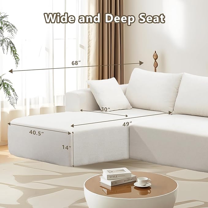 109 X 68'' Sectional Sofa, Chenille Fabric L Shaped Couch, 3 Seat Corner Sofa, Modern Upholstered Couch with 2 Pillow Left Hand Lounge for Living Room, Office