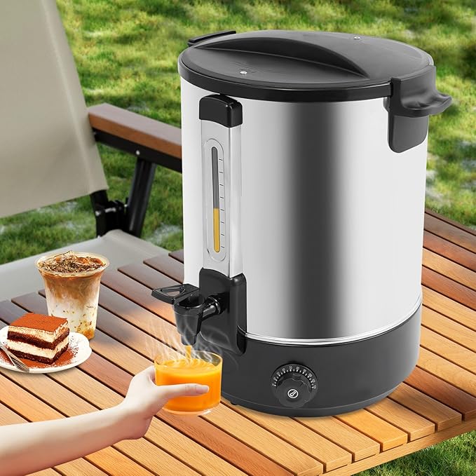 Electric Hot Water Dispenser 240 Cups Commercial Coffee Percolator & Beverage Dispenser w/Temperature Control, Stainless Steel Coffee Urn for Coffee & Tea