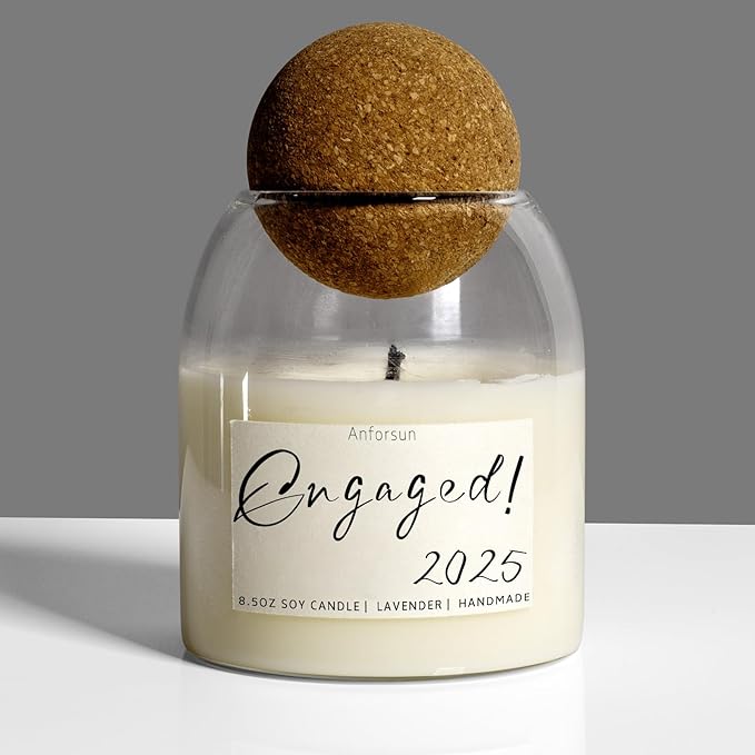 Engagement Gifts,Engagement Gifts for Couples,'Engaged 2025' Candle - 8.50oz Soy Wax, Long-Lasting 60-Hours,Lavender