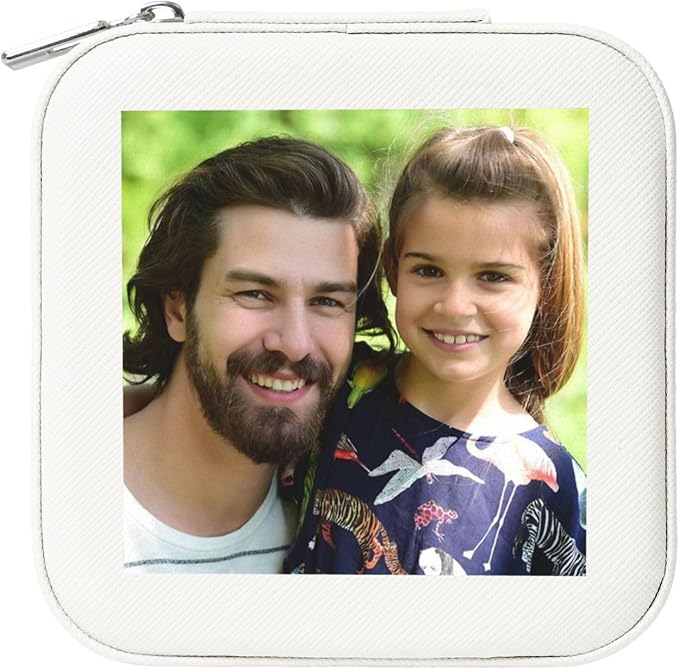 Personalized Jewelry Box Gifts for Women - Custom Jewelry Organizer with Image Text Logo - Customized Travel Leather Jewelry Case for Mom Wife Wedding Girls