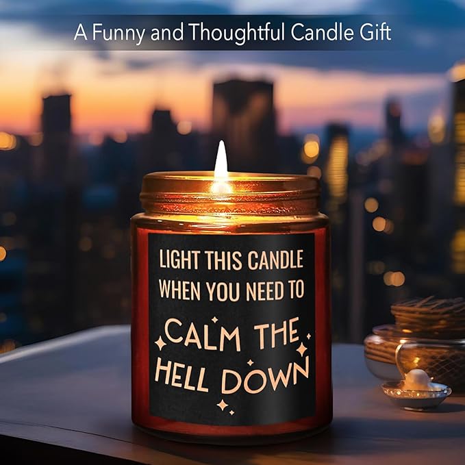 Calming Candles - Funny Relaxing Stress Relief Gift for Her - Calm Down, Aromatherapy Candle Gifts for Women Men - Anxiety Relief for Friend Coworker Bestie Sister - Birthday, Friendship Gift