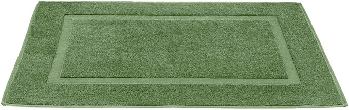 DAN RIVER Classic Bath Mat - Green, 100% Ring Spun Cotton, Pack of 2, 21x34 inches, 800 GSM, Non-Slip, Absorbent, Quick Drying, Machine Washable Bathroom Floor Mats for Shower, Kitchen & Bath
