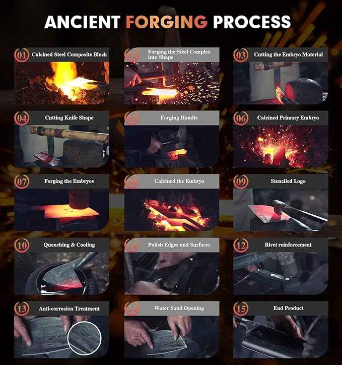 ENOKING Cleaver Knife Serbian Chef Knife Hand Forged Meat Cleaver German High Carbon Stainless Steel Chopping Butcher Knife Kitchen Knives with Full Tang Handle for Home and Restaurant, Ultra Sharp