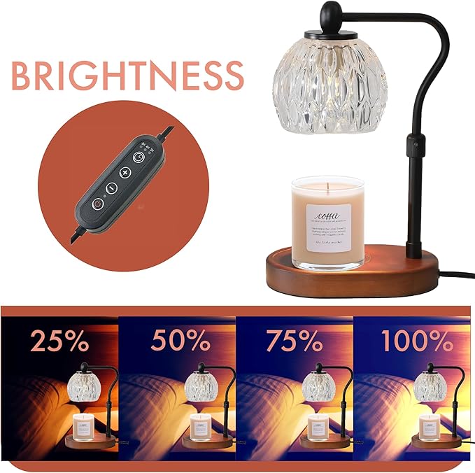 Candle Warmer Lamp with Dimmer, Height Adjustable Candle Lamp Warmer for Jar Candles, Electric Candle Warmer, Dimmable Candle Warmer Lamp