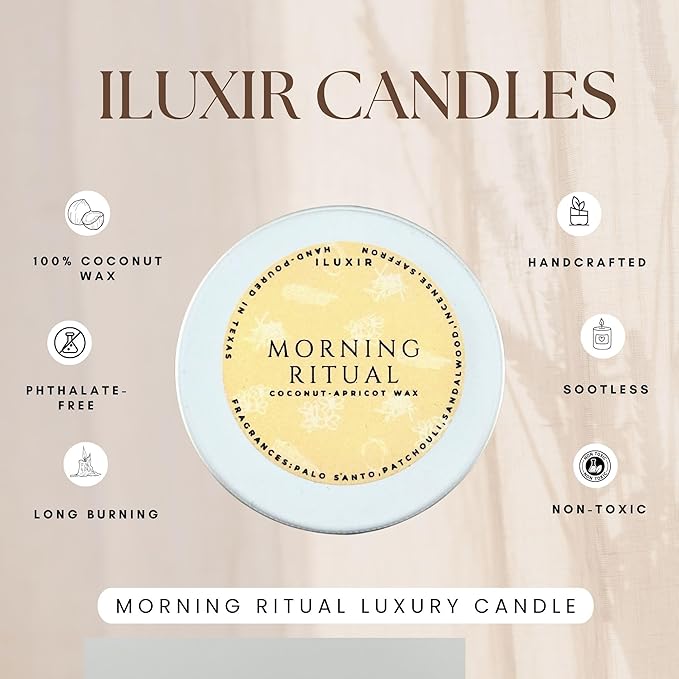 Morning Ritual Scented Candle – Earthy Moss, Palo Santo & Sandalwood – Ideal for Yoga, Meditation & Relaxation – Long Burning, Vegan, Phthalate-Free, Hand-Poured in The USA (4 Pack, 2 oz Each)