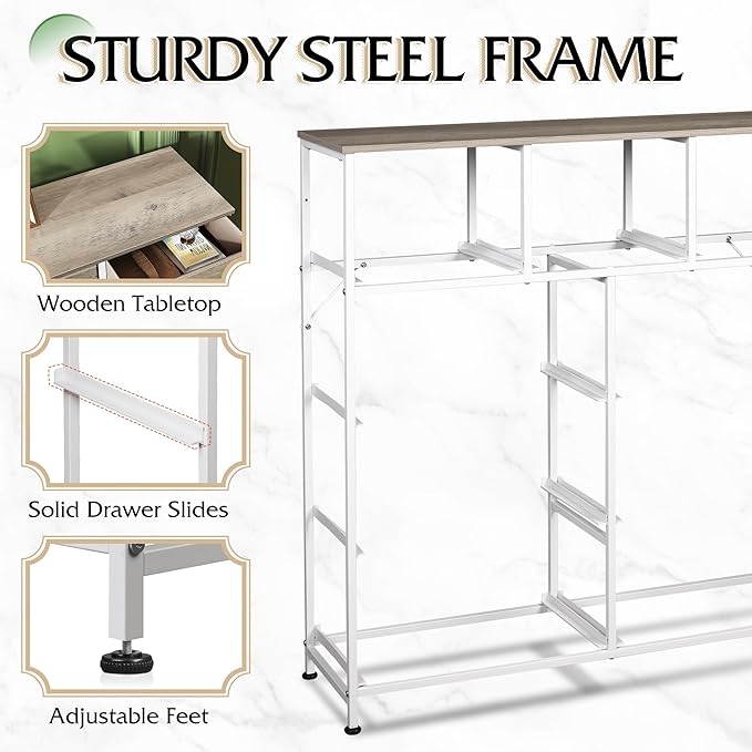 WLIVE 9-Drawer Dresser, Fabric Storage Tower for Bedroom, Hallway, Nursery, Closet, Tall Chest Organizer Unit with Fabric Bins, Steel Frame, Wood Top, Easy Pull Handle, Greige