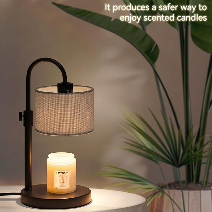 Candle Warmer Lamp with Timer, Dimmable Candle Wax Warmer Candle Lamp with 2 Bulbs, House Warming Gifts Brithday Gifts for Women Bedroom Home Decor (Gray-Upgraded)