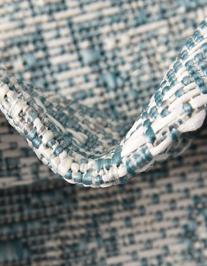 Unique Loom Outdoor Traditional Collection Area Rug - Valeria (2' 7" x 12' Runner, Aqua/ Ivory)