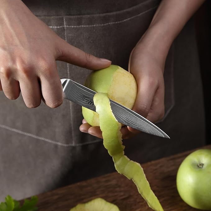 Wakoli EDIB Damascus Utility Knife 4.7-inch - 67-Layer VG10 Core Steel, Razor Sharp Blade with Pakkawood Handle for Kitchen & Everyday Use - Gift Box