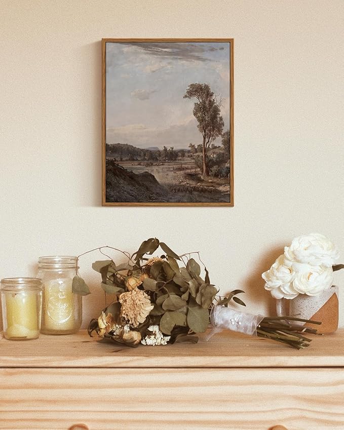 InSimSea Framed Wall Art for Living Room Classical Landscape Canvas Prints Decor Rustic Countryside Scenery Artworks Bathroom Pictures Wall Decorations Farmhouse Office Home Wall Decor 11x14in