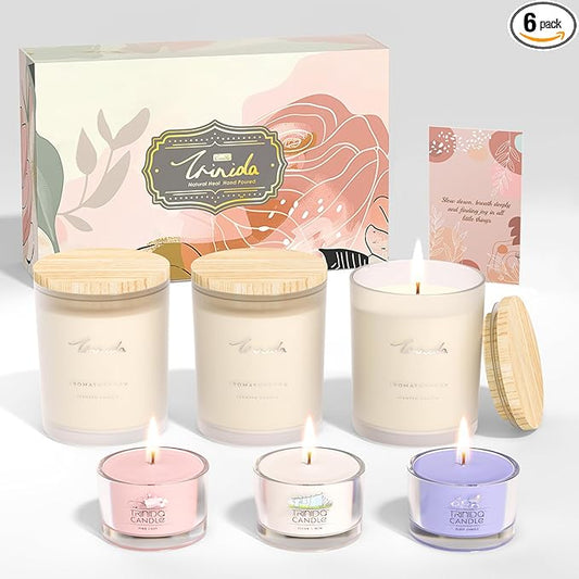 TRINIDa Scented Candles 120Hrs, Soy Candles for Home Scented, Aromatherapy Candle Set, Lavender Candle Gifts for Women Birthday