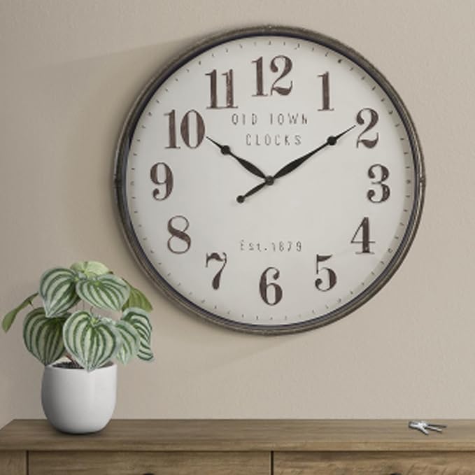 Extra Large Wall Clock, 30 Inch, Coffee White, Silent Non-Ticking Quartz Movement, Battery Operated, Decorative Arabic Numeral, Stylish Clock Living Room, Office, Home Decor