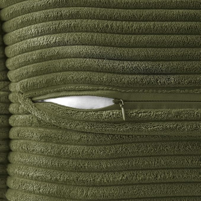 MIULEE Olive Green Corduroy Lumbar Pillow Covers 12x20 Inch 12x20 Inch with Splicing Set of 2 Soft Boho Pillow Covers Broadside Decorative Textured Summer Pillowcases for Couch Bed Livingroom